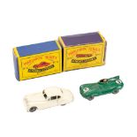 Matchbox Regular Wheels. No 41 D-Type Jaguar: dark green with white roundel '41', together with No.
