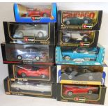 Burago and others, a collection of 1/18th and 1/24th scale diecast cars: includes; Dodge Viper,