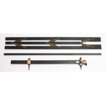 An early 19th century 32 1/4 inch ebony and brass parallel rule: unsigned,