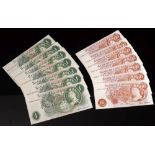 Seven J. S. Fforde 10 shilling notes: and seven J.B.