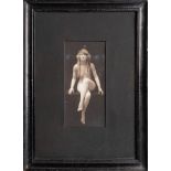 A late 19th/early 20th century photograph portrait of a seated female nude: framed and glazed, 22.