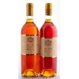 Two bottles of Chateau Suduisant Sauternes Premier Cru Classe 1989 &1990:(2)