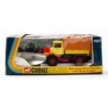 Corgi 1150 Mercedes-Benz Unimog with Snow Plough yellow and red with orange plastic canvas,