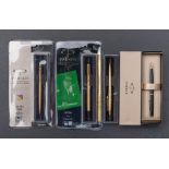 A Parker Vector gold fountain pen and Jotter gold ball pen in original blister packs: together with