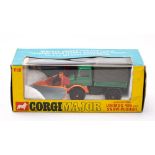 Corgi 1150 Mercedes-Benz Unimog 406 with Snow Plough (early version): green and orange with grey
