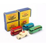 Matchbox Regular Wheels. A boxed group of four: No. 14 Ambulance, No.5 Routemaster Bus,No.