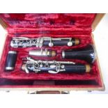 A W R Yorke five section clarinet : contained in a fitted case.