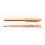 A Mabie,Todd & Co 'Swan Pen' lever fountain pen: in gold plated machined finish,