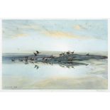 After Peter Scott [1909-1989]- Mallard in a Yellow Sky; Whitefronted Geese at Dawn; Geese in Flight,