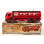 Dinky 941 Foden (type 2) 'Mobilgas' 14-ton tanker: red cab and chassis with decals and black ladder,