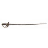 A George IV 1822 pattern British Infantry sword: the slightly curved pipe backed blade with acid