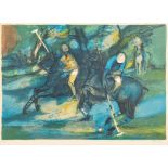 British School 20th Century - A polo scene,:- lithograph, instinctual signed and numbered 182/250,