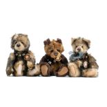 Three plush Charlie Bears after Isabelle Lee: 'Gareth', 'Max' and 'Josie',