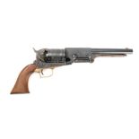 A reproduction Colt 1849 pattern percussion cap revolver,: black finish to barrel,