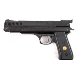 A Webley Nemisis .177 calibre air pistol: black plastic top lever and two piece grips.