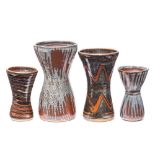 *John Leach [1939-2021] Muchelney Pottery four stoneware vases: each of waisted form under wood ash