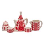 *David Pantling [Contemporary] a white earthenware tea set: comprising a conical teapot and cover,