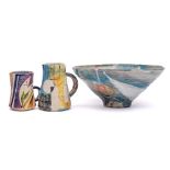 *Paul Jackson [Contemporary] three pieces of earthenware: comprising a deep conical bowl from the