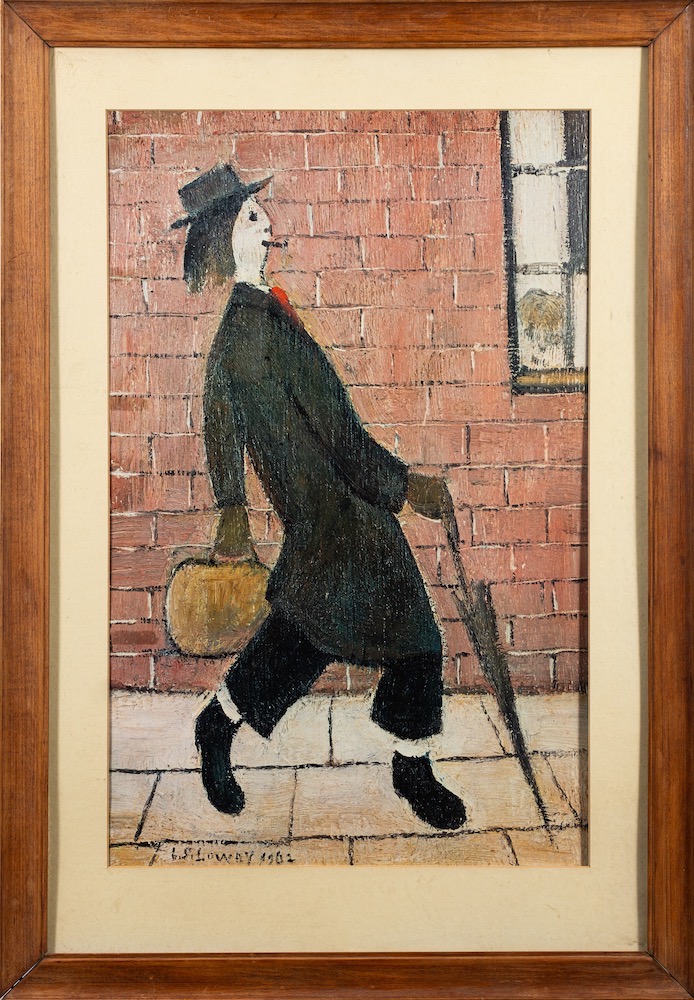 After L S Lowry- Father Going Home,:- colour print, 58 x 37cm.