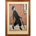 After L S Lowry- Father Going Home,:- colour print, 58 x 37cm.