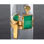 Wendy Ramshaw, a pair of 18ct gold green chalcedony stacking rings,