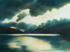 * Annabel Greehalgh [Contemporary]- Cloud Break over an Upland Lake,:- signed and dated 2002 pastel,