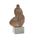 JUDE JELFS (born 1950) "Seated Female Nude": bronze study, signed to the bronze jude Jelfs, No 5/10,