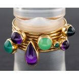Wendy Ramshaw, a set of seven 18ct gold gem-set stacking rings,