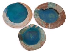 *Claire Winterton [Contemporary] three slab built stoneware dishes: each of arbitrary circular form