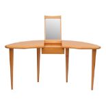 A maple dressing table, modern,: of demi-lune section,