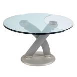 An Italian 'Hula-Op' glass and metal extending dining table, by Naos of Cavriglia,: modern,