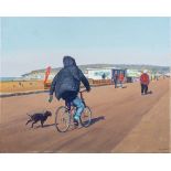 * Peter Barrett [b.1935]- Walking The Dog,:- signed, oil on canvas 40 x 50cm, unframed.