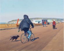 * Peter Barrett [b.1935]- Walking The Dog,:- signed, oil on canvas 40 x 50cm, unframed.