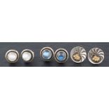 Three pairs of earstuds, including two silver pairs by Georg Jensen,