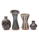 *John Leach [1939-2021] Muchelney Pottery four stoneware vases: of various forms under wood ash