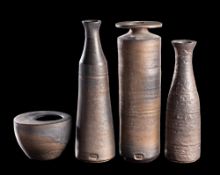 *Maggie White [Contemporary] four stoneware vessels: comprising three slender vases and a small
