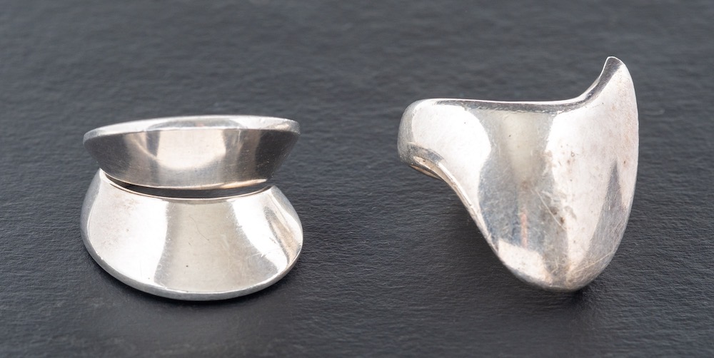 Nanna Ditzel for Georg Jensen, two silver rings,: including model number 91, designed 1955,