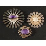 Three modernist brooches,: Jacob Hill for Buch & Deichman, Denmark,