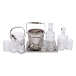 A group of Ralph Lauren bar ware: comprising an Aston cylindrical decanter and stopper with four