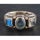 Charmian Harris, a silver labradorite and moonstone ring,: stamped with maker's mark 'CH',