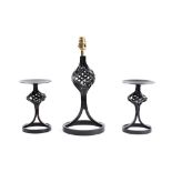 A Robert Welch designed wrought iron table lamp: 39cm high,