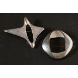 Henning Koppel (1918-1981) for Georg Jensen, Denmark, two silver brooches,: model nrs 339 and 368,