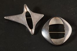Henning Koppel (1918-1981) for Georg Jensen, Denmark, two silver brooches,: model nrs 339 and 368,