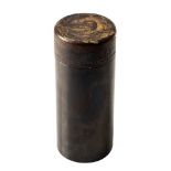 A cylindrical blued steel and samorodok cigar case,