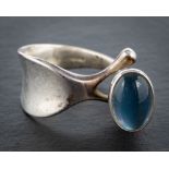 Vivianna Torun Bülow-Hübe for Georg Jensen, 'Dew drop', a silver, oval, cabochon-cut,