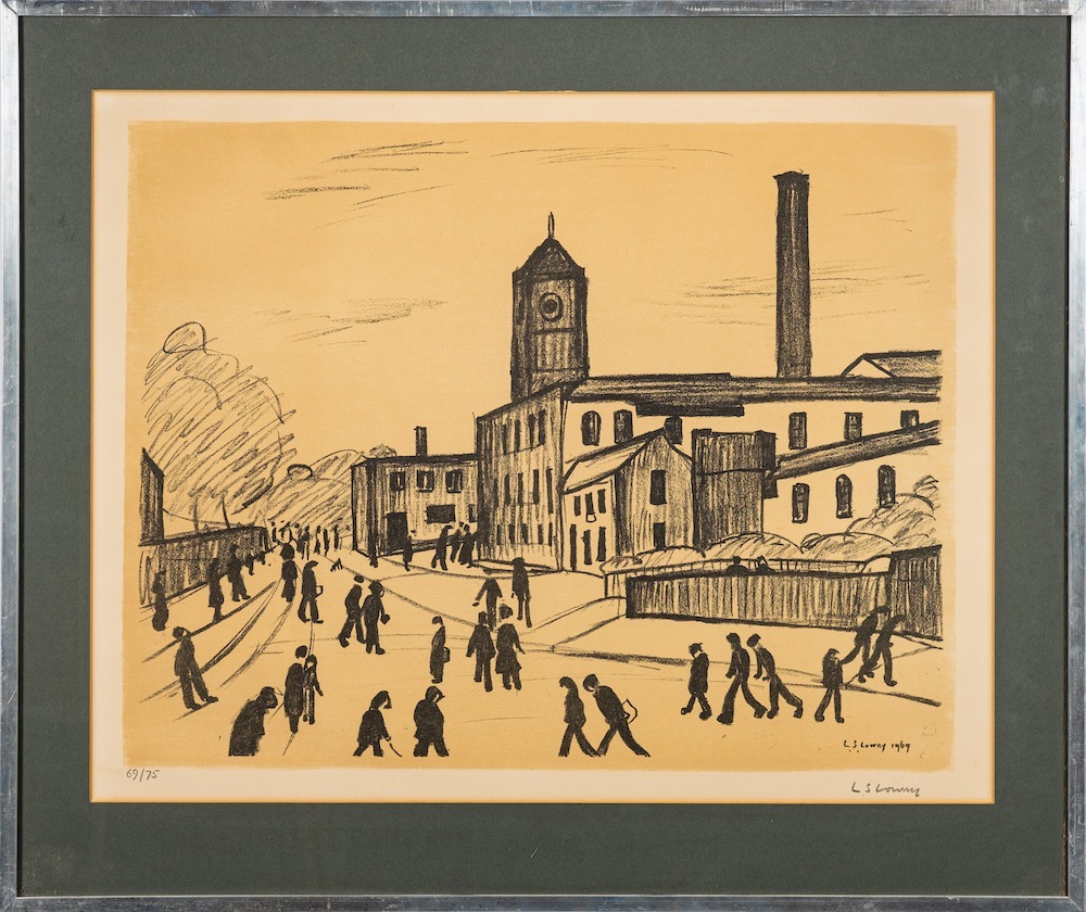 * Laurence Stephen Lowry [1887-1976]- A Northern Town,:- lithograph,