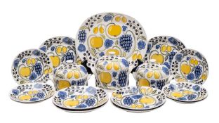 An Arabia Paratiisi pattern part dinner service: after a design by Birger Kaipiainen boldly printed