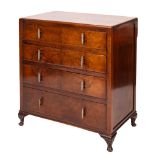 A walnut chest of drawers in Art Deco style, circa 1925,