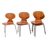 Arne Jacobsen for Fritz Hansen, Denmark, a set of six bent ply 'Ant chairs', designed in 1952,