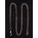 A silver Albert pocket watch chain: curb link marked for silver, overall length 36cm.
